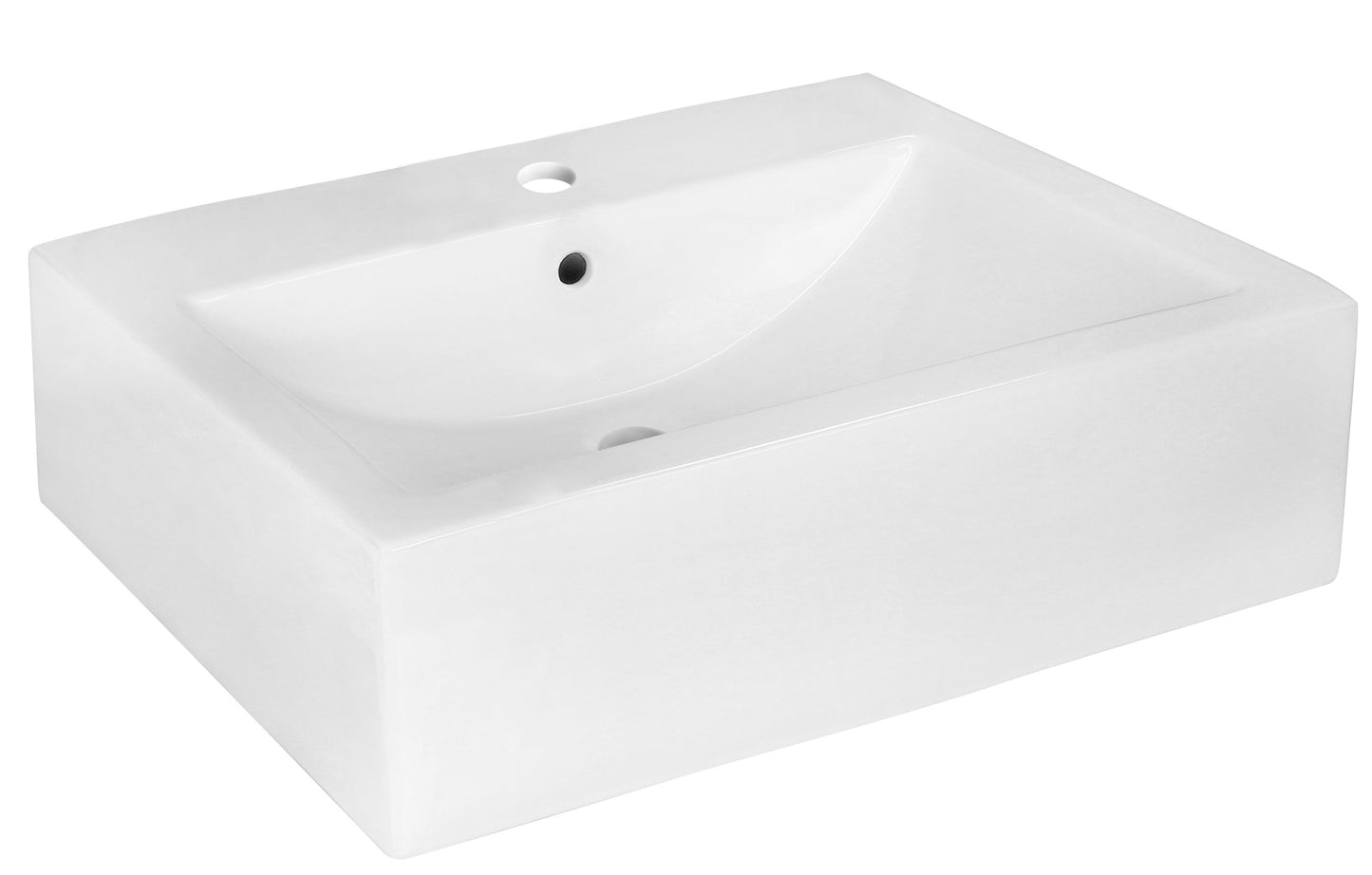 American Imaginations AI-26349 20" White Rectangular Above Counter Modern Bathroom Vessel Sink Set
