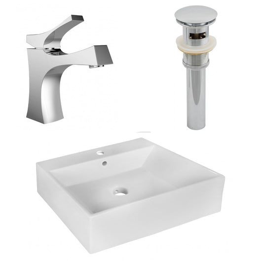 American Imaginations AI-26353 21" White Rectangular Above Counter Modern Bathroom Vessel Sink Set