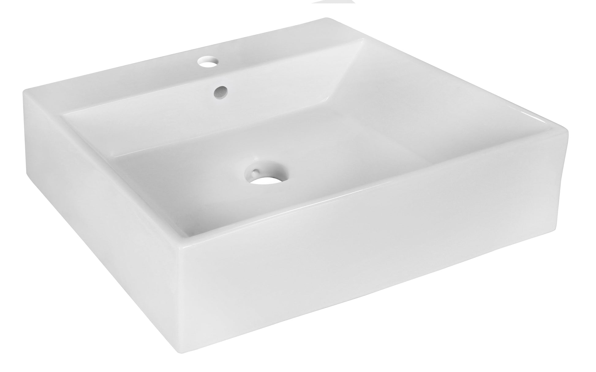 American Imaginations AI-26354 21" White Rectangular Above Counter Modern Bathroom Vessel Sink Set