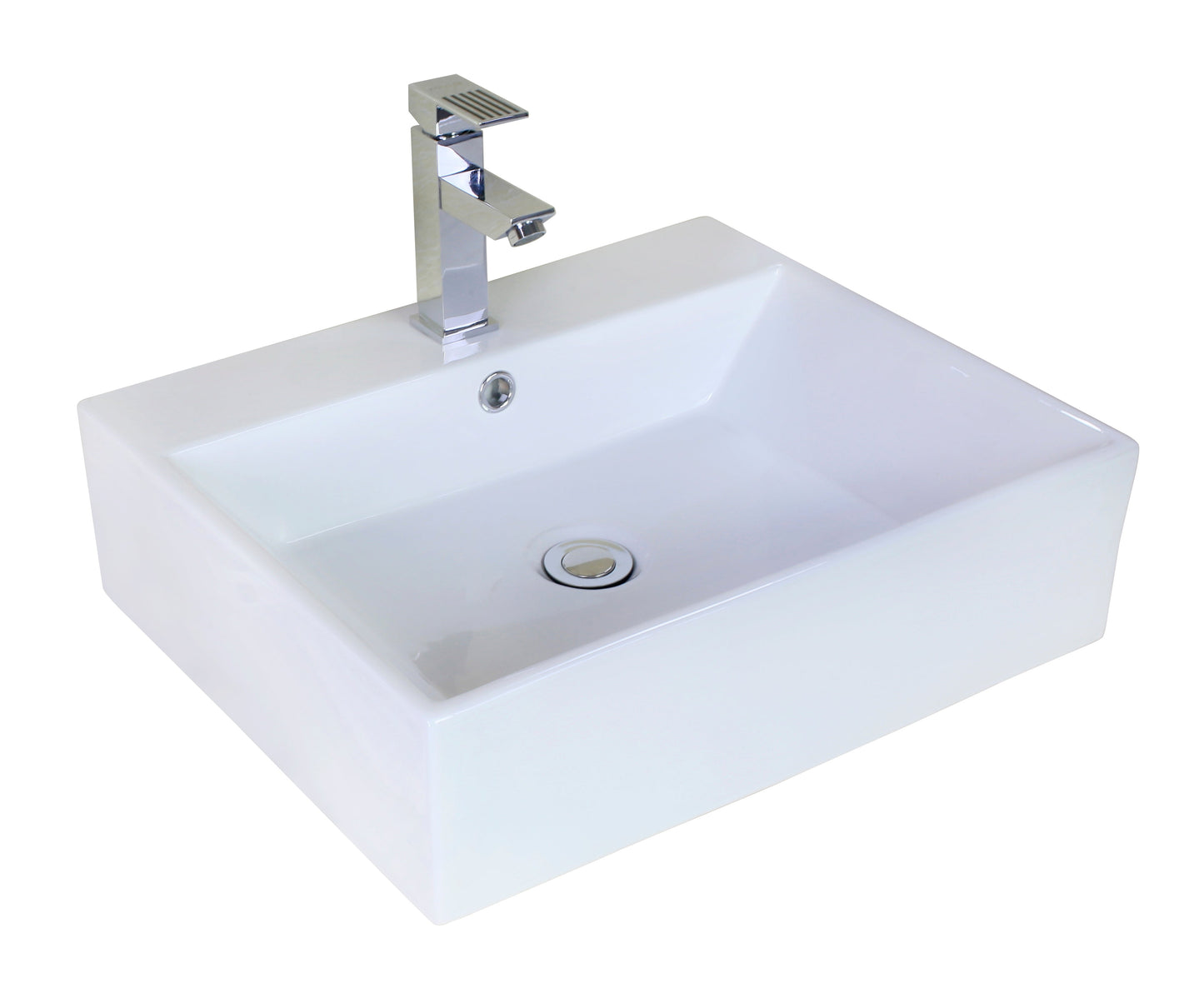 American Imaginations AI-26355 21" White Rectangular Above Counter Modern Bathroom Vessel Sink Set