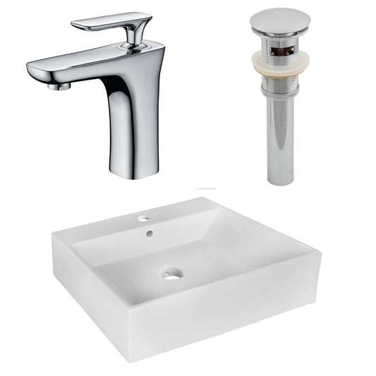 American Imaginations AI-26356 21" White Rectangular Above Counter Modern Bathroom Vessel Sink Set