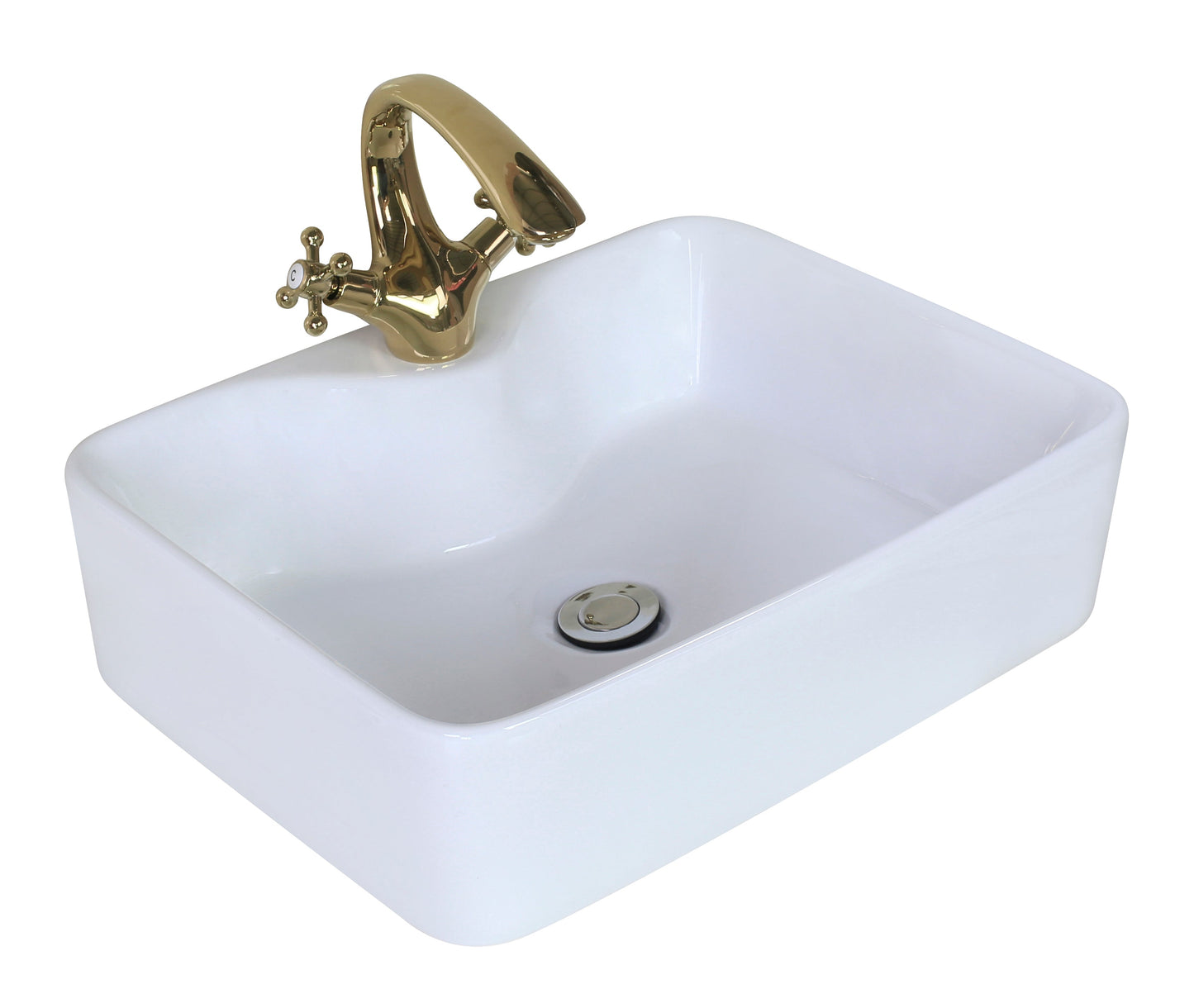 American Imaginations AI-26360 19" White Rectangular Above Counter Modern Bathroom Vessel Sink Set
