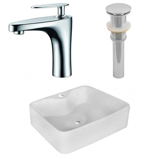 American Imaginations AI-26361 19" White Rectangular Above Counter Modern Bathroom Vessel Sink Set