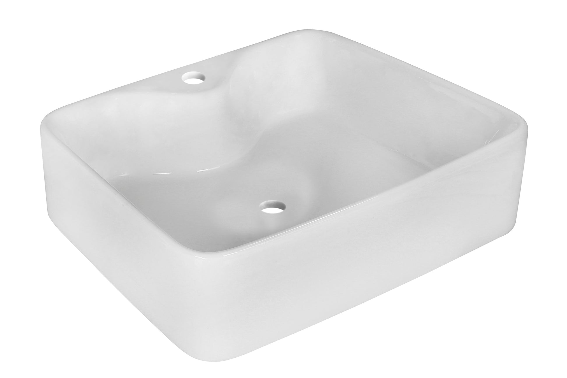 American Imaginations AI-26362 19" White Rectangular Above Counter Modern Bathroom Vessel Sink Set