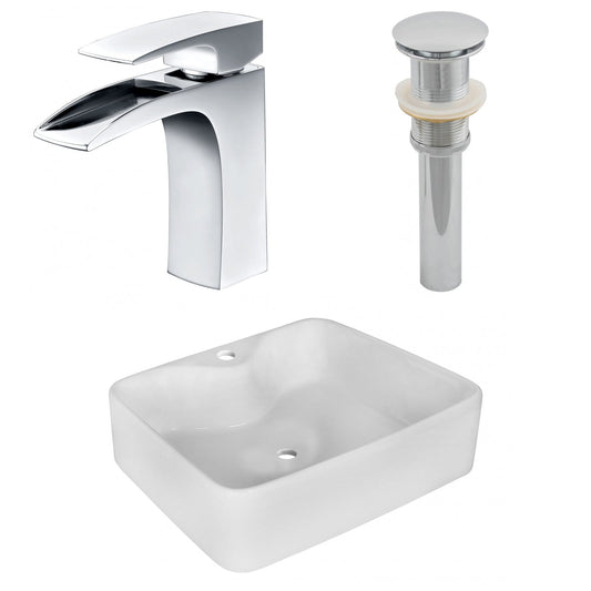American Imaginations AI-26363 19" White Rectangular Above Counter Modern Bathroom Vessel Sink Set