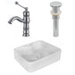 American Imaginations AI-26364 19" White Rectangular Above Counter Modern Bathroom Vessel Sink Set