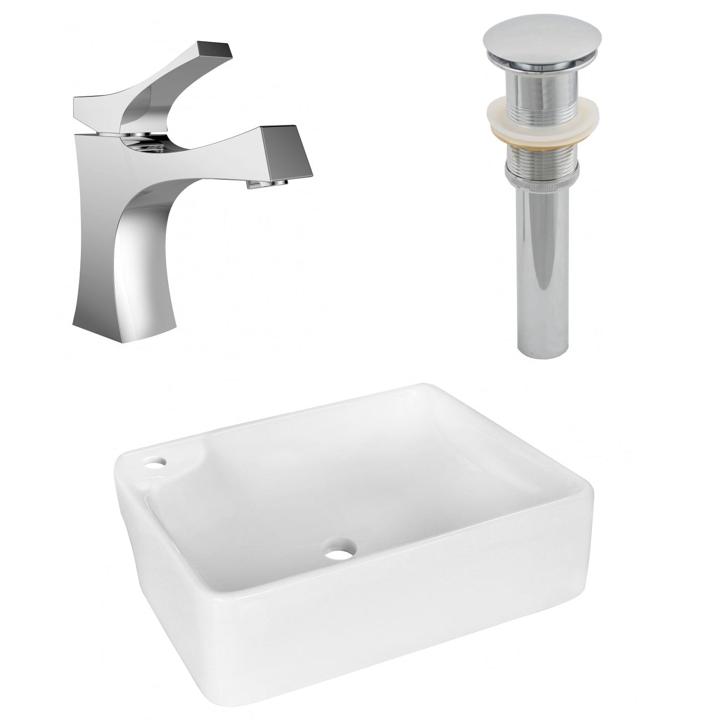 American Imaginations AI-26365 17" White Rectangular Above Counter Modern Bathroom Vessel Sink Set