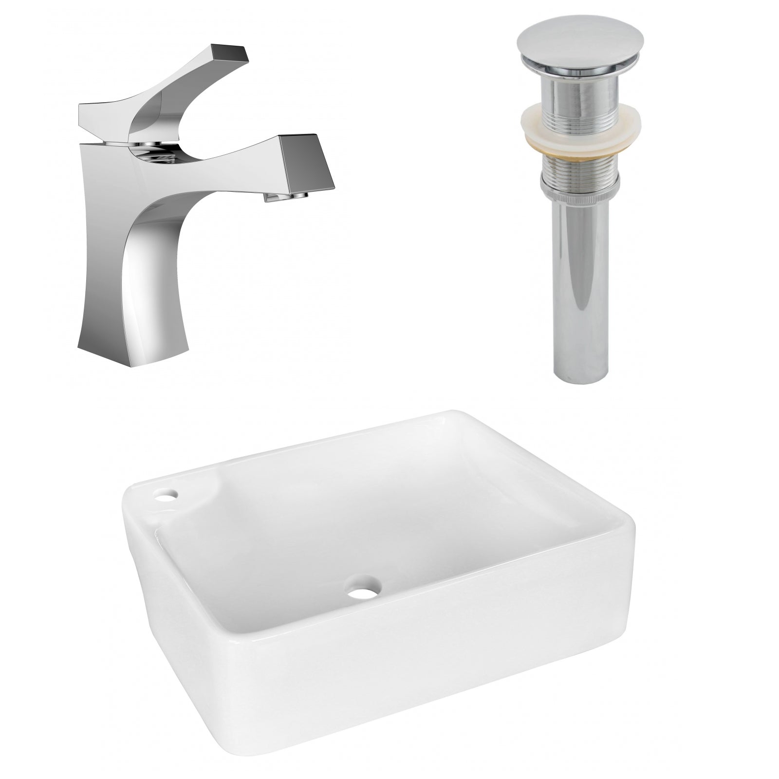 American Imaginations AI-26365 17" White Rectangular Above Counter Modern Bathroom Vessel Sink Set