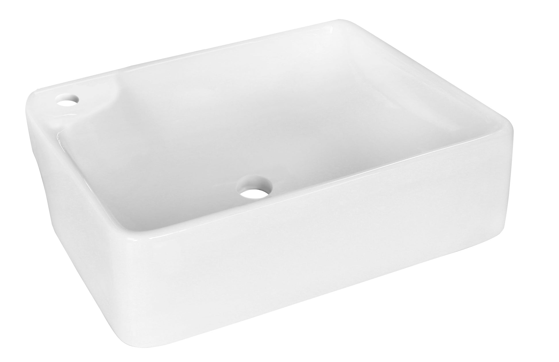 American Imaginations AI-26366 17" White Rectangular Above Counter Modern Bathroom Vessel Sink Set
