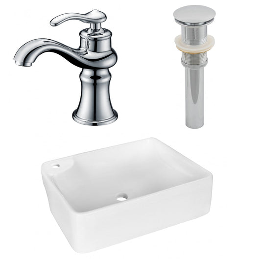 American Imaginations AI-26366 17" White Rectangular Above Counter Modern Bathroom Vessel Sink Set