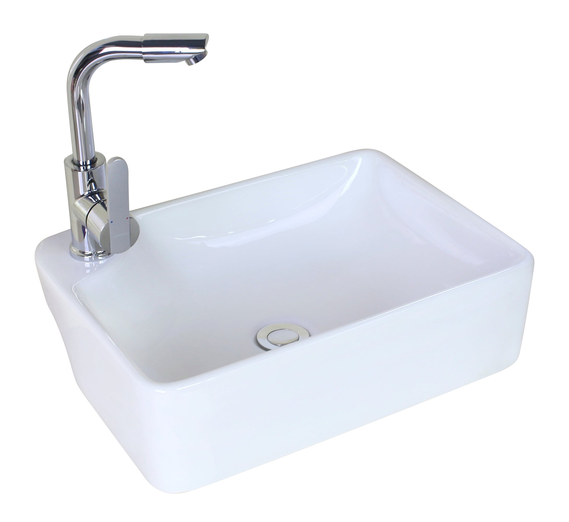 American Imaginations AI-26369 17" White Rectangular Above Counter Modern Bathroom Vessel Sink Set