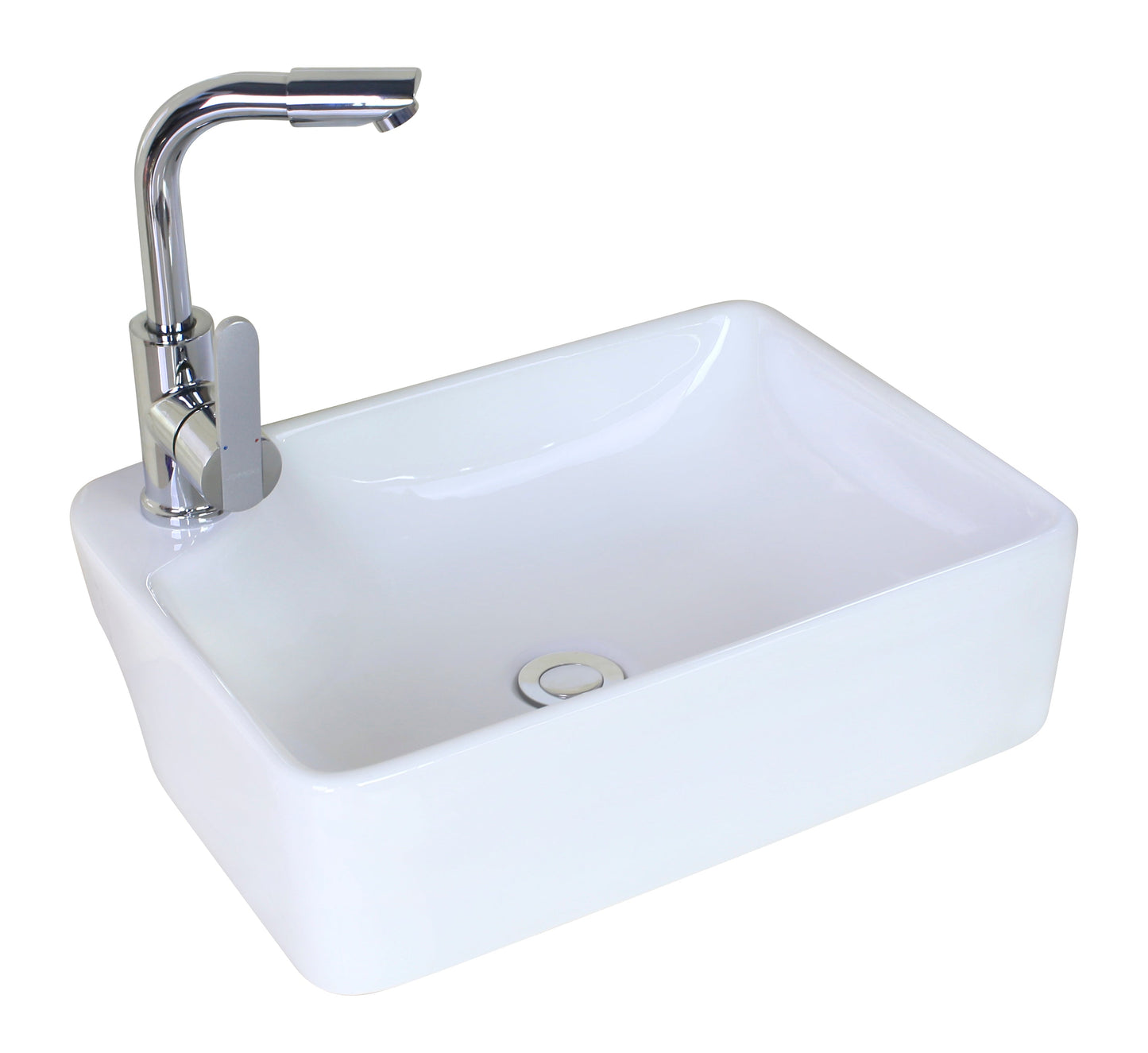 American Imaginations AI-26370 17" White Rectangular Above Counter Modern Bathroom Vessel Sink Set