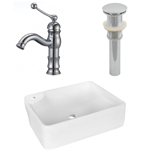 American Imaginations AI-26370 17" White Rectangular Above Counter Modern Bathroom Vessel Sink Set