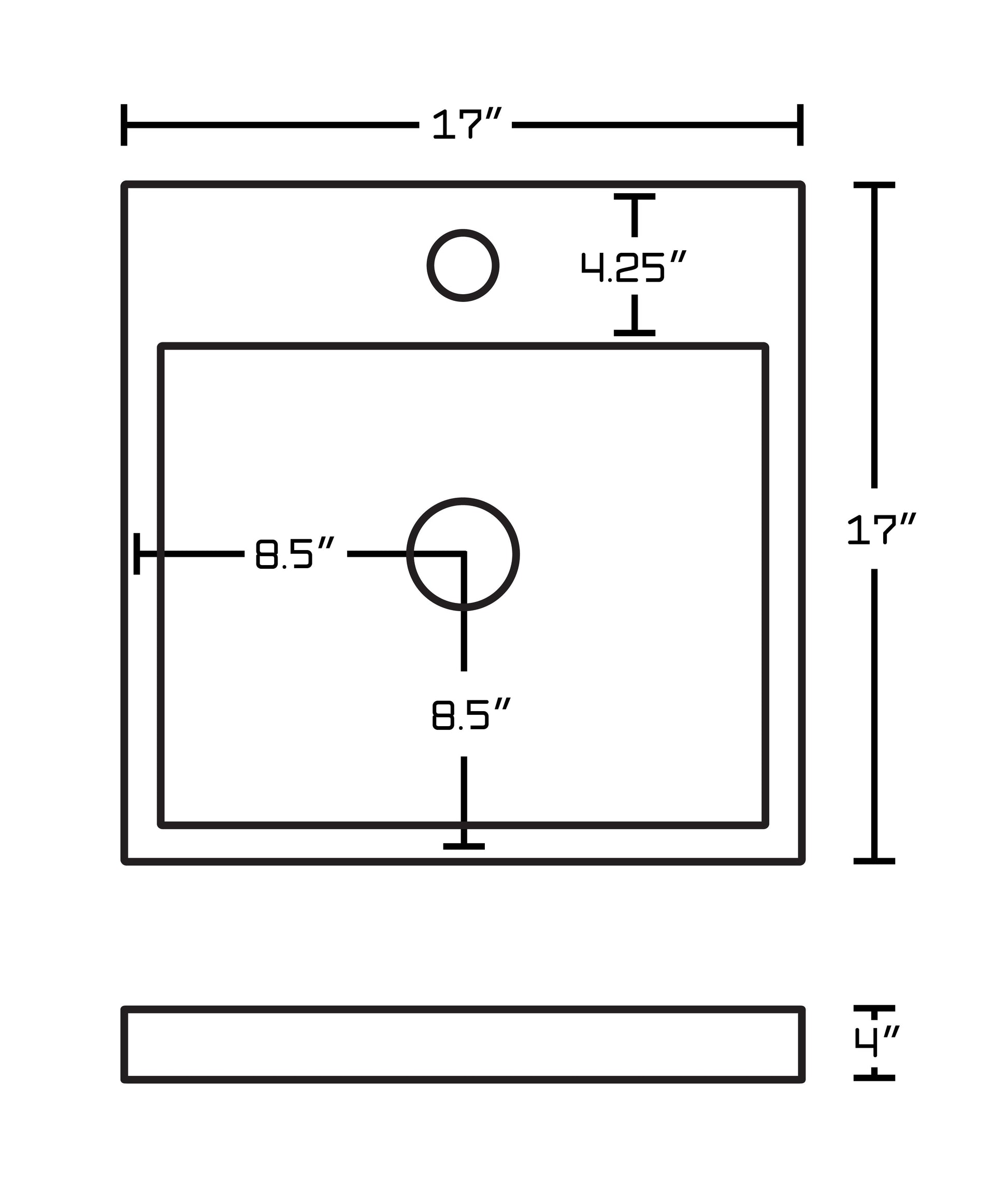 American Imaginations AI-26374 17" White Square Above Counter Modern Bathroom Vessel Sink Set