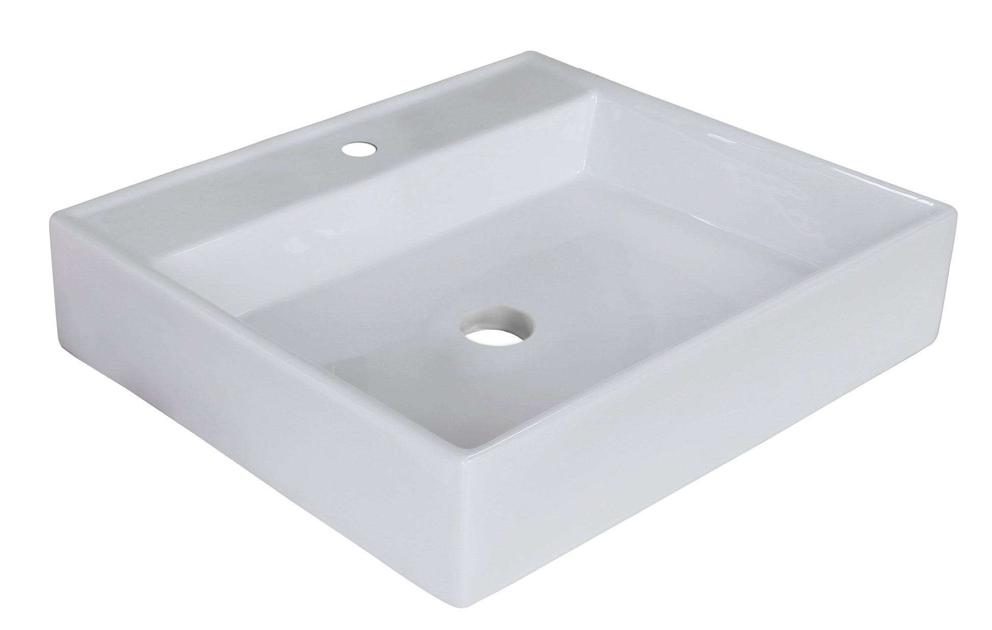 American Imaginations AI-26374 17" White Square Above Counter Modern Bathroom Vessel Sink Set