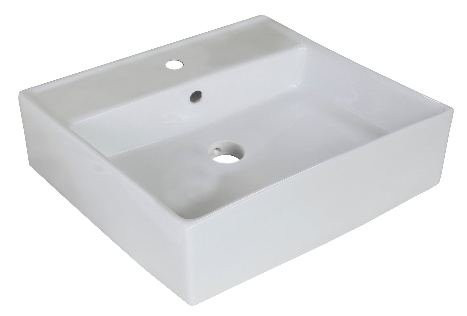 American Imaginations AI-26378 18" White Square Above Counter Modern Bathroom Vessel Sink Set