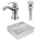 American Imaginations AI-26378 18" White Square Above Counter Modern Bathroom Vessel Sink Set