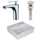 American Imaginations AI-26379 18" White Square Above Counter Modern Bathroom Vessel Sink Set