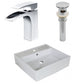 American Imaginations AI-26381 18" White Square Above Counter Modern Bathroom Vessel Sink Set