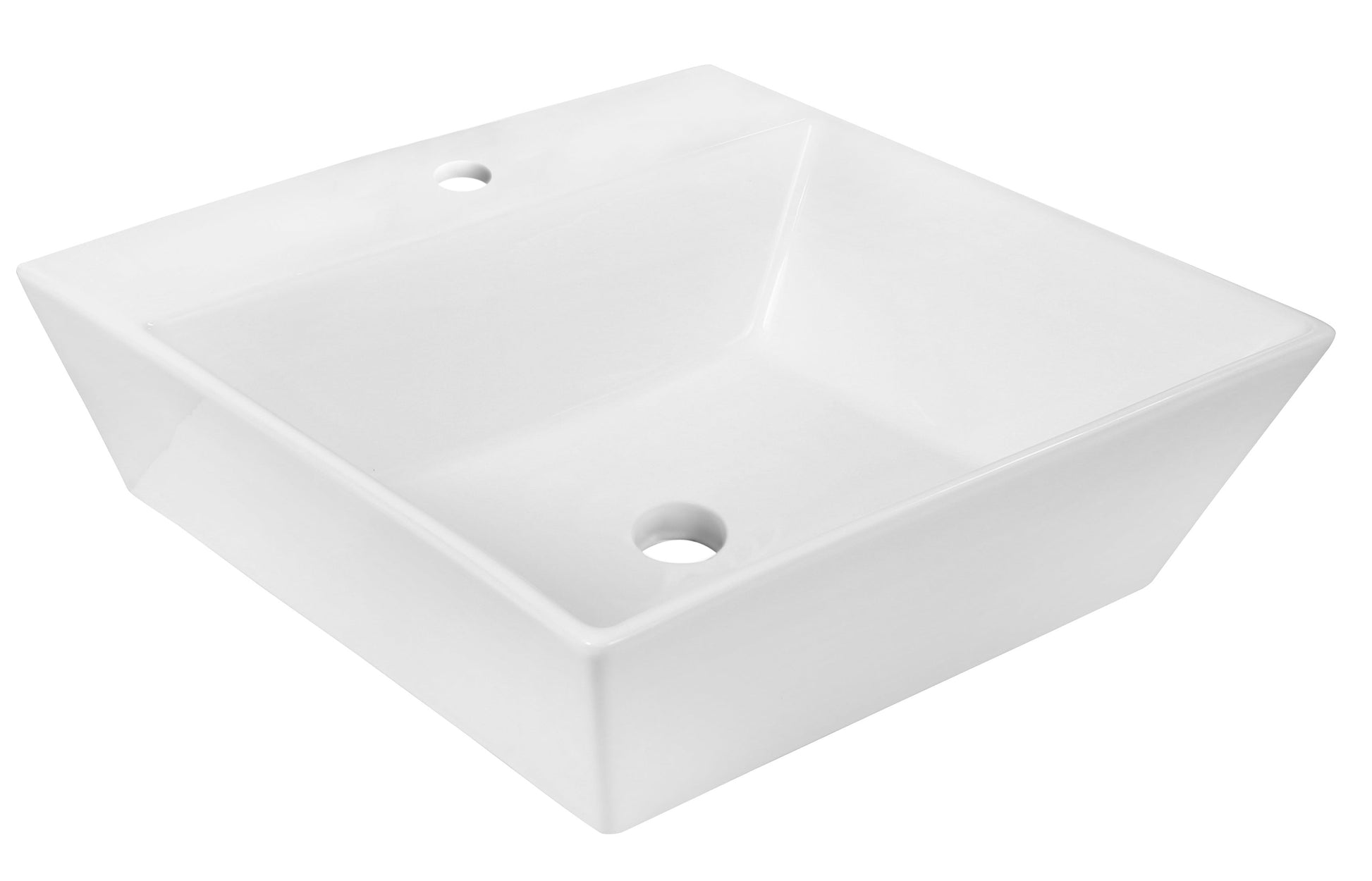 American Imaginations AI-26387 17" White Square Above Counter Modern Bathroom Vessel Sink Set