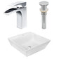 American Imaginations AI-26387 17" White Square Above Counter Modern Bathroom Vessel Sink Set