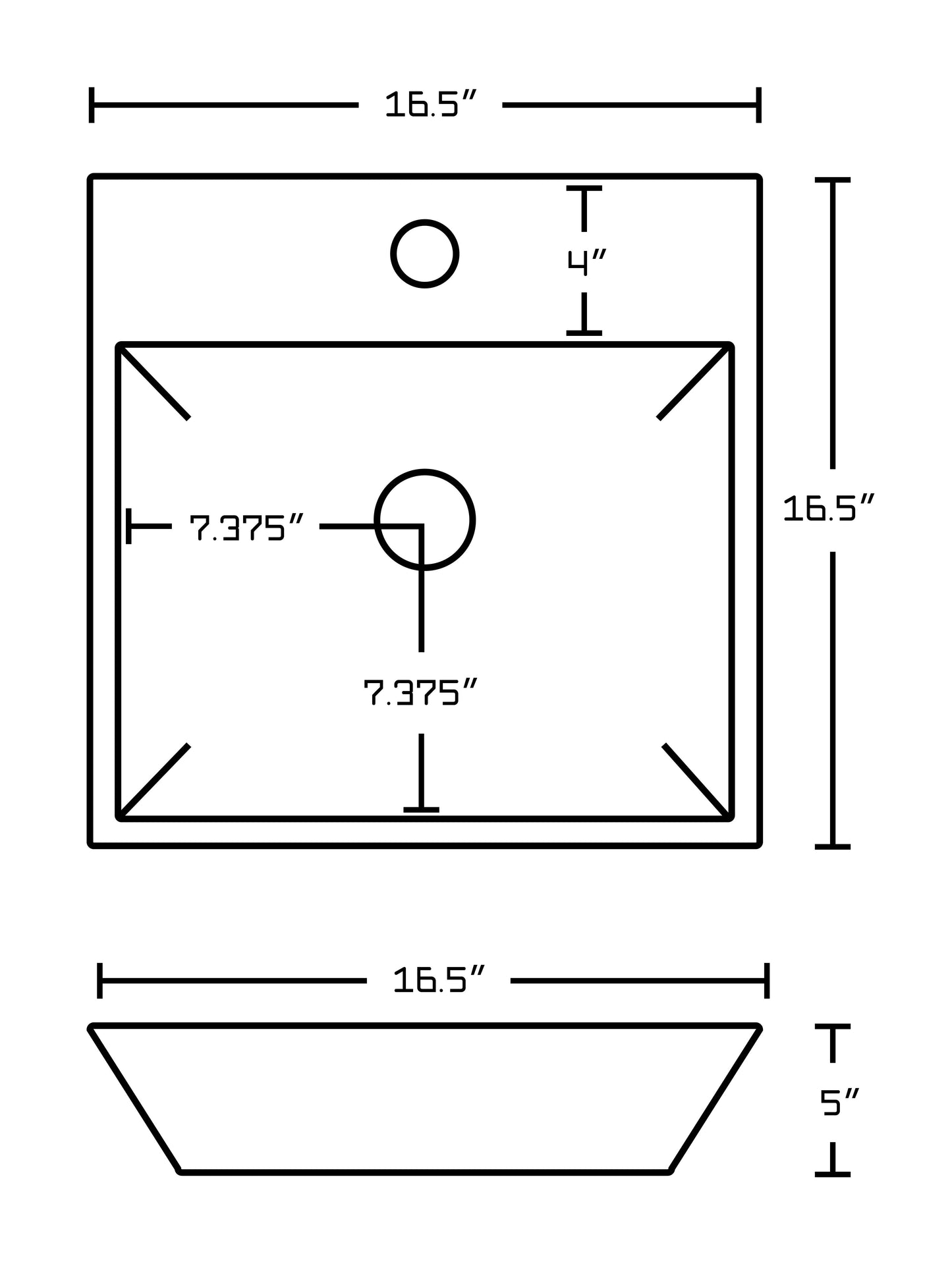 American Imaginations AI-26388 17" White Square Above Counter Modern Bathroom Vessel Sink Set