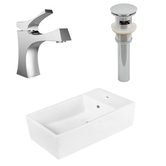 American Imaginations AI-26389 19" White Rectangular Above Counter Modern Bathroom Vessel Sink Set