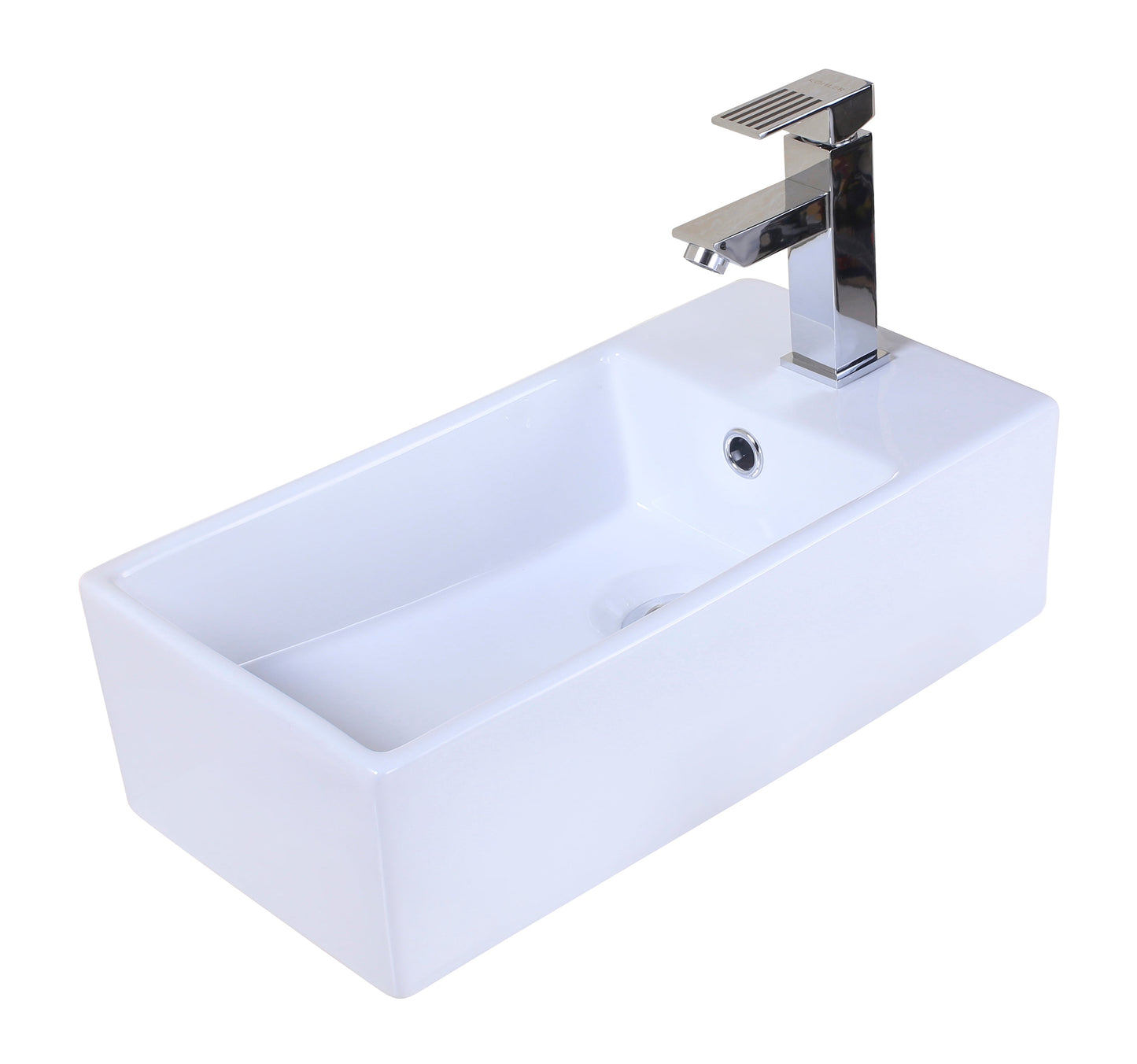 American Imaginations AI-26390 19" White Rectangular Above Counter Modern Bathroom Vessel Sink Set