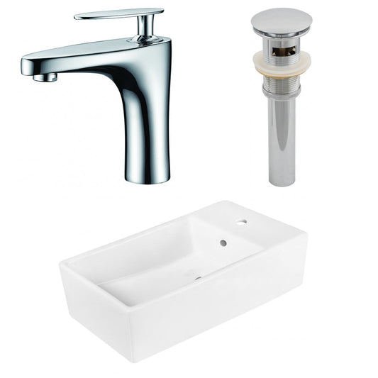 American Imaginations AI-26391 19" White Rectangular Above Counter Modern Bathroom Vessel Sink Set