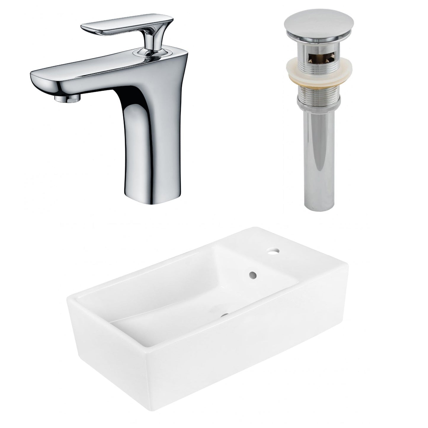 American Imaginations AI-26392 19" White Rectangular Above Counter Modern Bathroom Vessel Sink Set