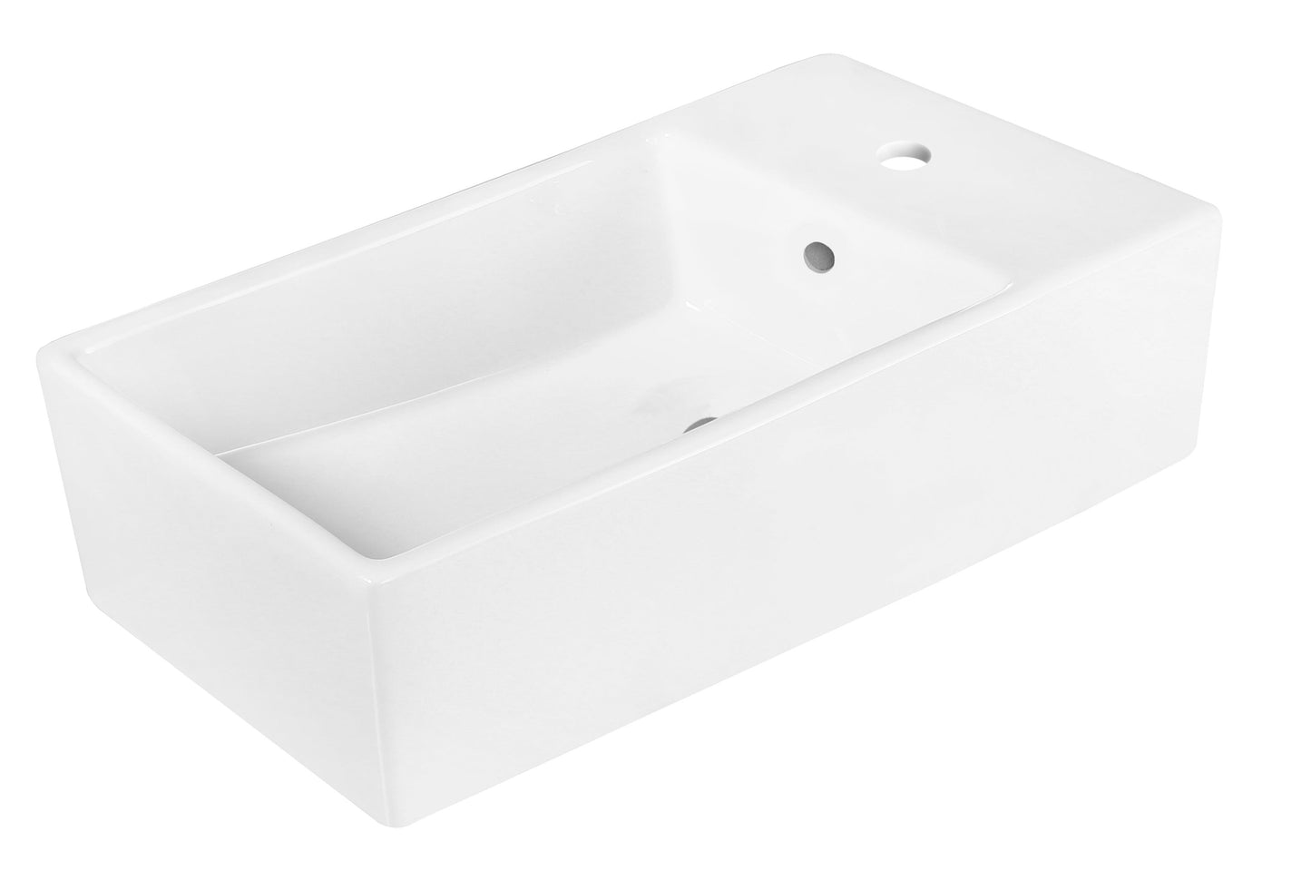 American Imaginations AI-26393 19" White Rectangular Above Counter Modern Bathroom Vessel Sink Set