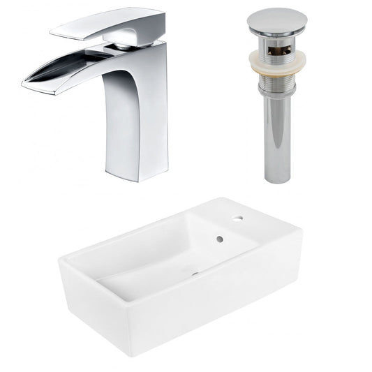 American Imaginations AI-26393 19" White Rectangular Above Counter Modern Bathroom Vessel Sink Set