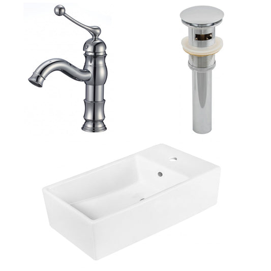 American Imaginations AI-26394 19" White Rectangular Above Counter Modern Bathroom Vessel Sink Set