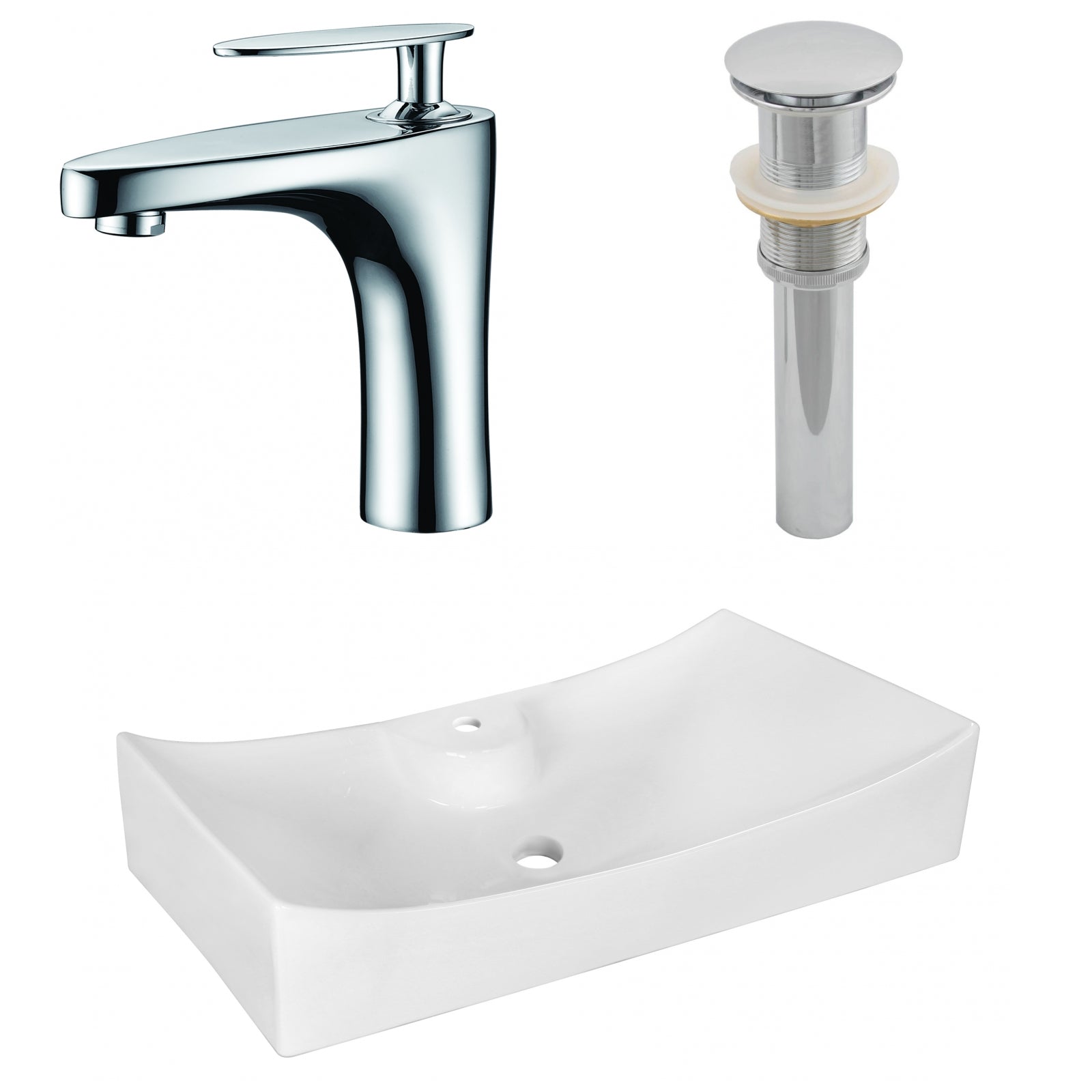 American Imaginations AI-26397 26" White Rectangular Above Counter Modern Bathroom Vessel Sink Set