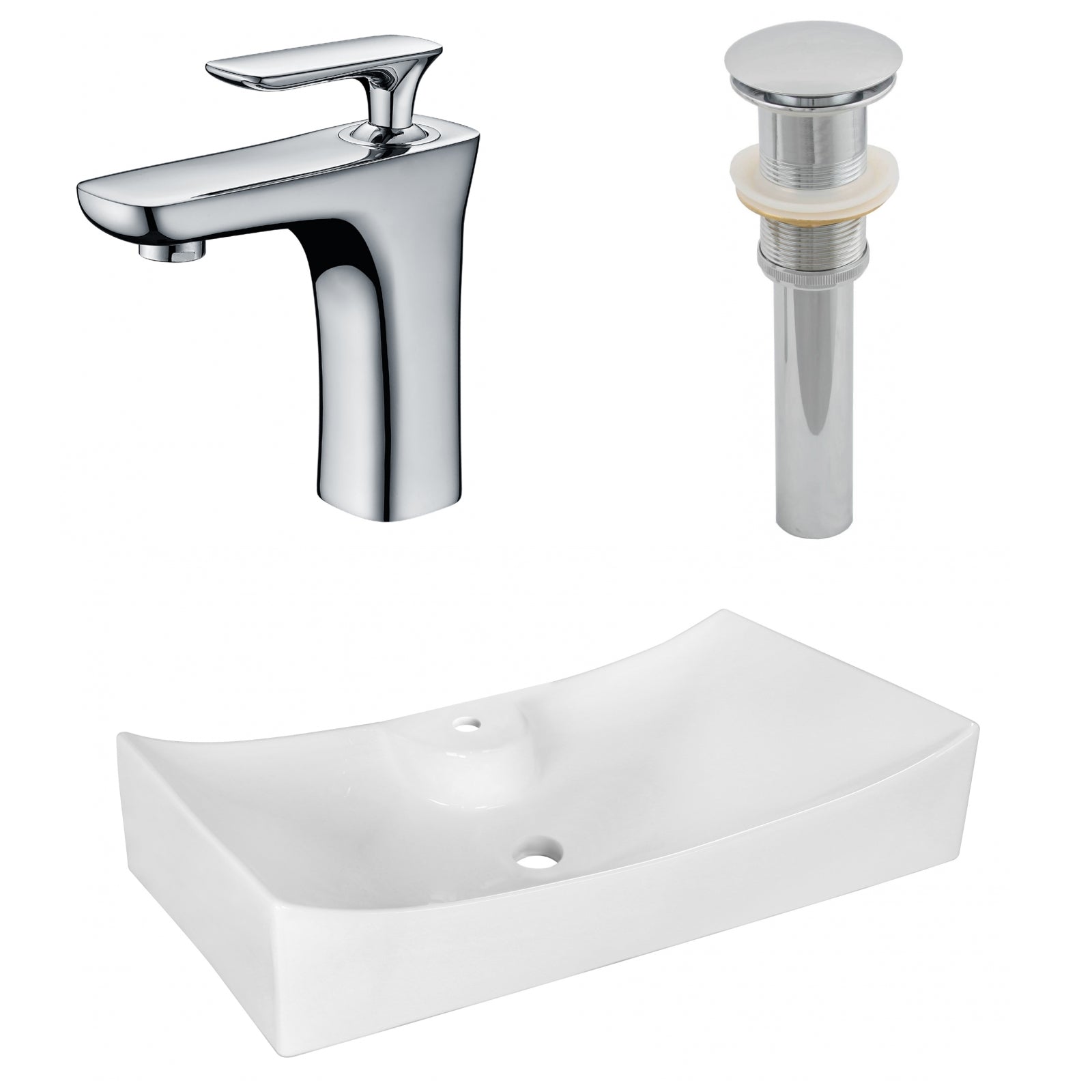 American Imaginations AI-26398 26" White Rectangular Above Counter Modern Bathroom Vessel Sink Set