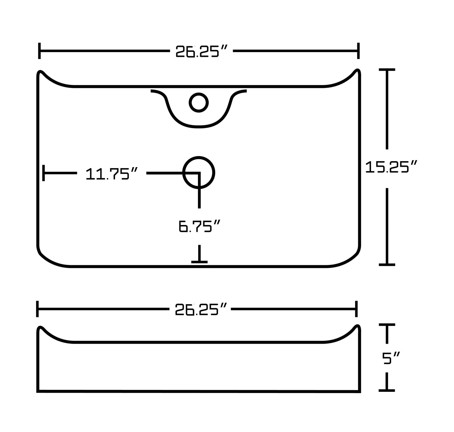 American Imaginations AI-26399 26" White Rectangular Above Counter Modern Bathroom Vessel Sink Set