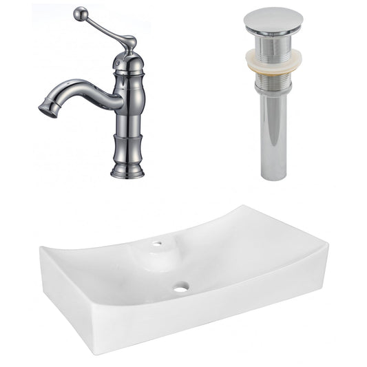 American Imaginations AI-26400 26" White Rectangular Above Counter Modern Bathroom Vessel Sink Set