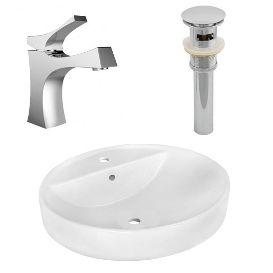 American Imaginations AI-26401 18" White Round Above Counter Modern Bathroom Vessel Sink Set