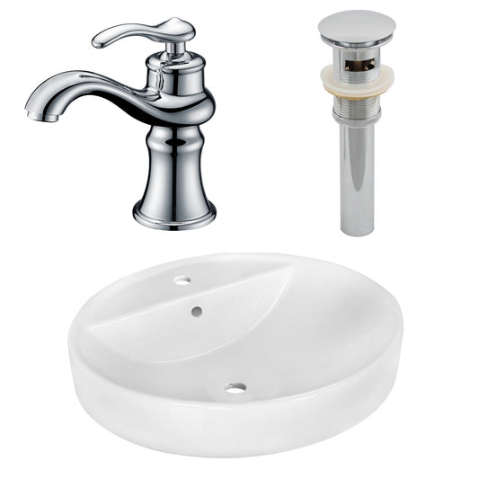 American Imaginations AI-26402 18" White Round Above Counter Modern Bathroom Vessel Sink Set
