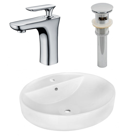 American Imaginations AI-26404 18" White Round Above Counter Modern Bathroom Vessel Sink Set