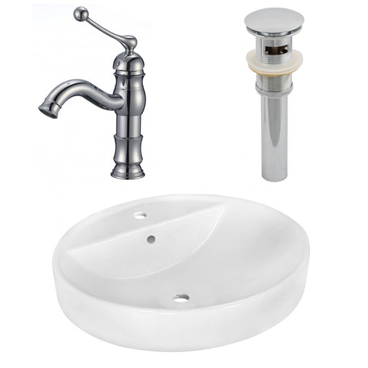 American Imaginations AI-26406 18" White Round Above Counter Modern Bathroom Vessel Sink Set