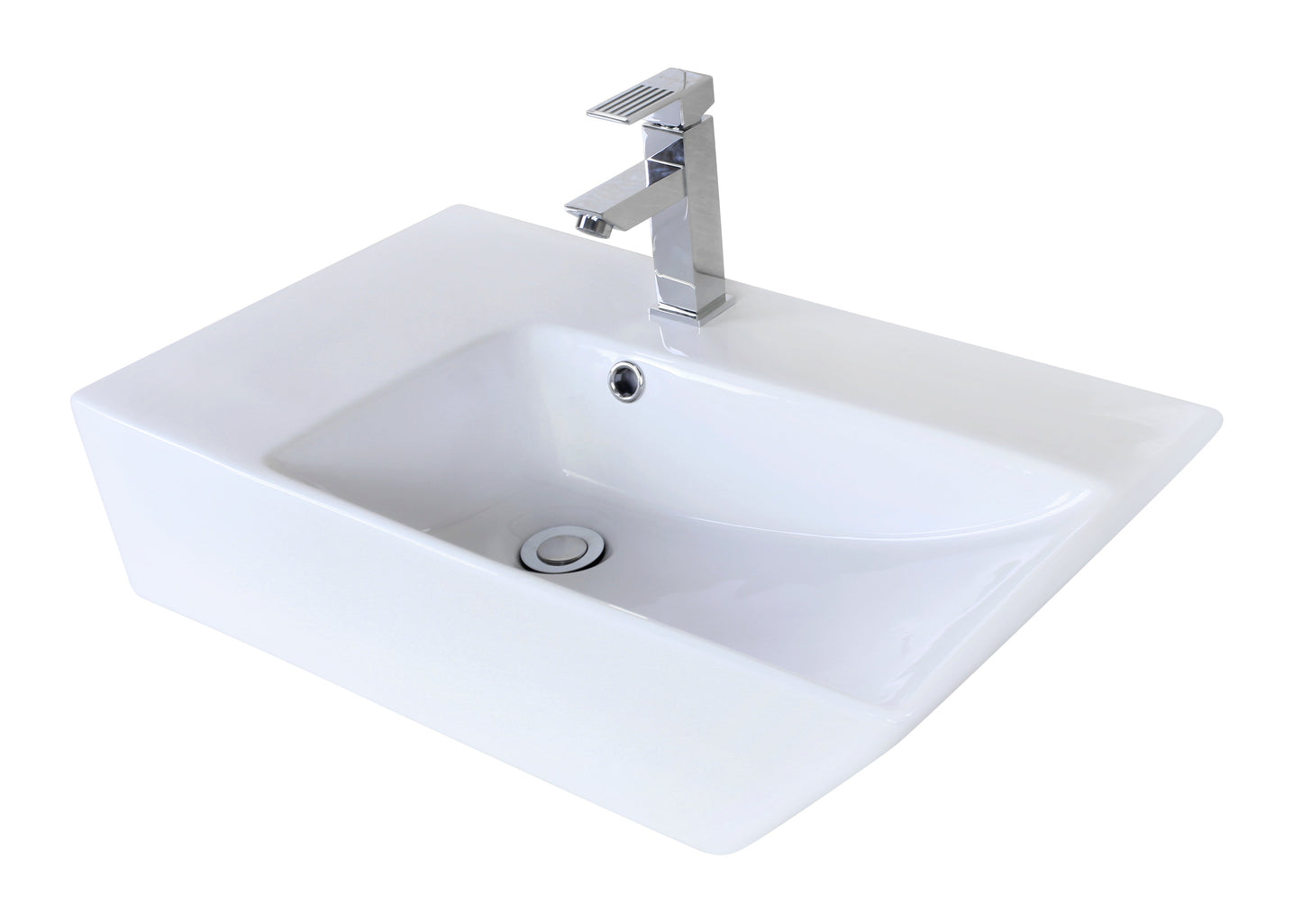 American Imaginations AI-26407 26" White Rectangular Above Counter Modern Bathroom Vessel Sink Set