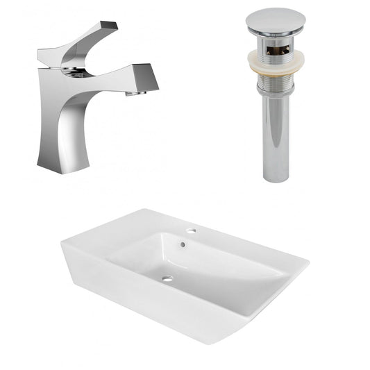 American Imaginations AI-26407 26" White Rectangular Above Counter Modern Bathroom Vessel Sink Set