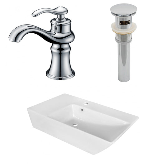 American Imaginations AI-26408 26" White Rectangular Above Counter Modern Bathroom Vessel Sink Set