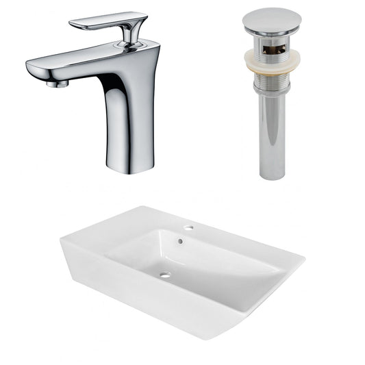 American Imaginations AI-26410 26" White Rectangular Above Counter Modern Bathroom Vessel Sink Set