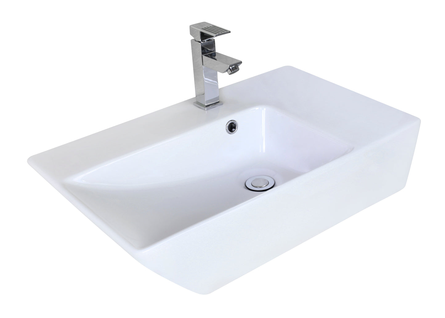 American Imaginations AI-26413 26" White Rectangular Above Counter Modern Bathroom Vessel Sink Set