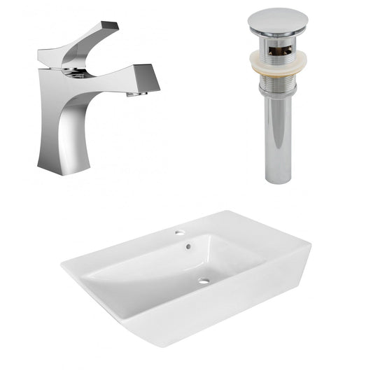 American Imaginations AI-26413 26" White Rectangular Above Counter Modern Bathroom Vessel Sink Set