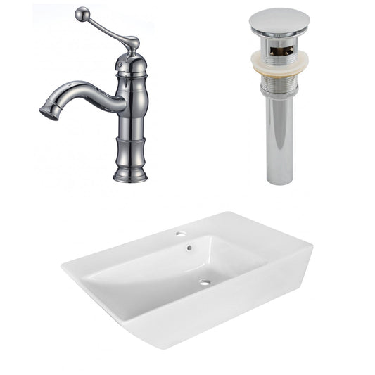 American Imaginations AI-26418 26" White Rectangular Above Counter Modern Bathroom Vessel Sink Set