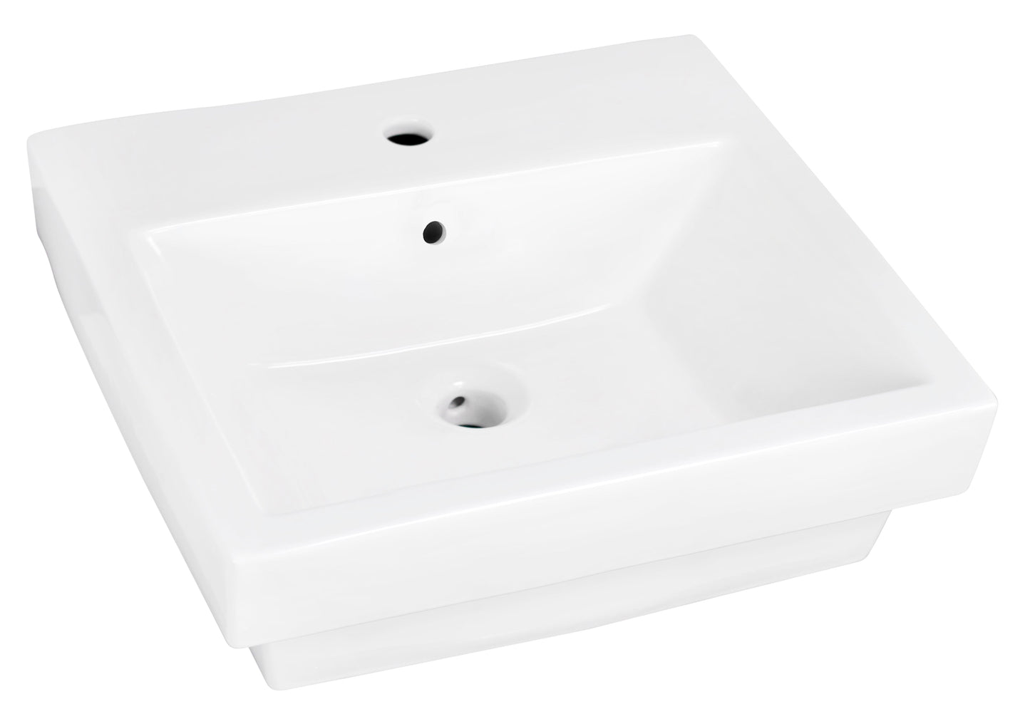 American Imaginations AI-26419 21" White Rectangular Above Counter Modern Bathroom Vessel Sink Set