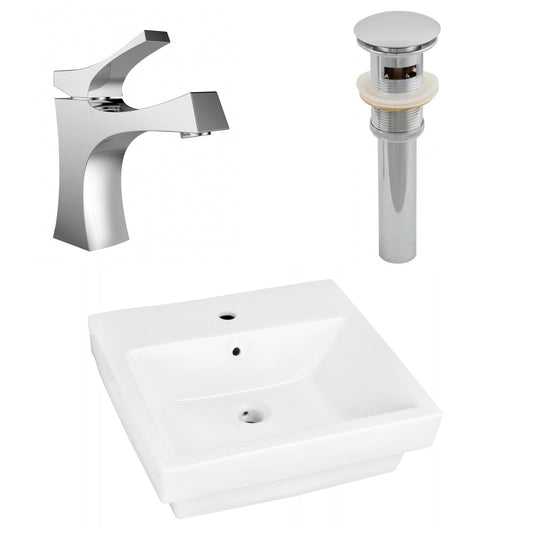 American Imaginations AI-26443 19" White Rectangular Above Counter Modern Bathroom Vessel Sink Set
